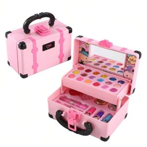 32-Pcs Kids Makeup Set Non Toxic,Washable Cosmetics Toys Set Pretend Game Princess Eyeshadow Blush Lipstick Makeup Handbag,Make Up Set For Kids Real,Christmas Gifts, Toy For Kids Girl