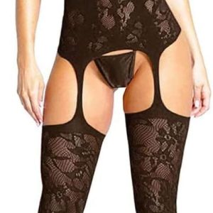 Womens Fishnet Bodystocking Plus Size Crotchless Bodysuit Sexy Tights Soft Nightwear Lingerie