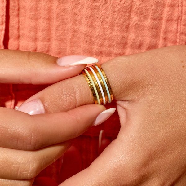 Wide Enamel Stripe Fidget Ring - Image 2