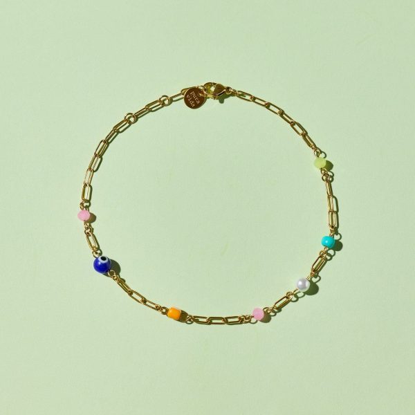 Salina Mixed Bead Paperclip Chain Anklet - Image 4