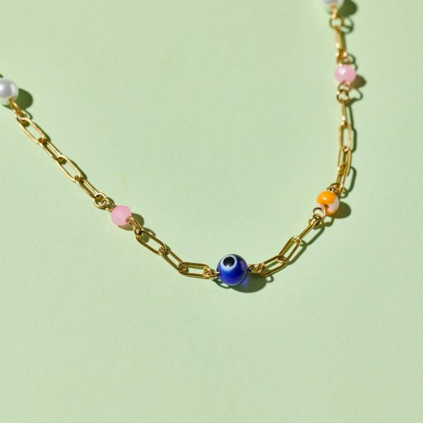 Salina Mixed Bead Paperclip Chain Choker - Image 4