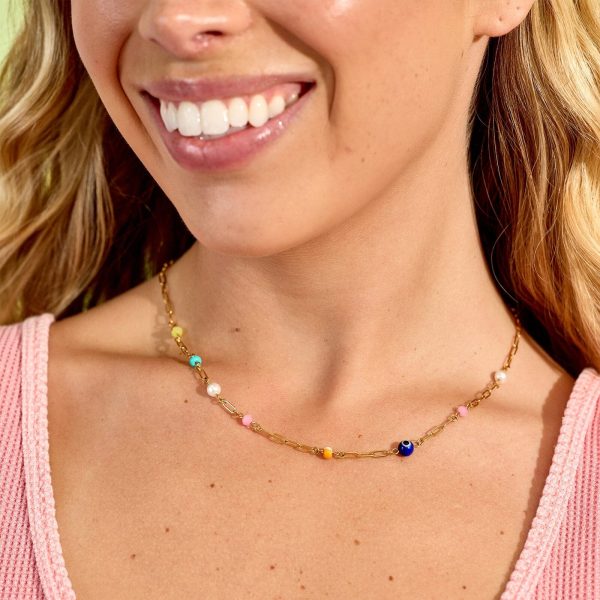 Salina Mixed Bead Paperclip Chain Choker - Image 2