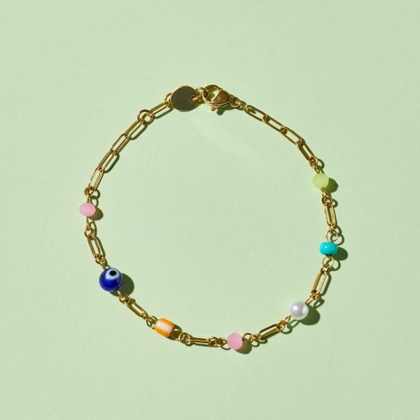 Salina Mixed Bead Paperclip Chain Bracelet - Image 4