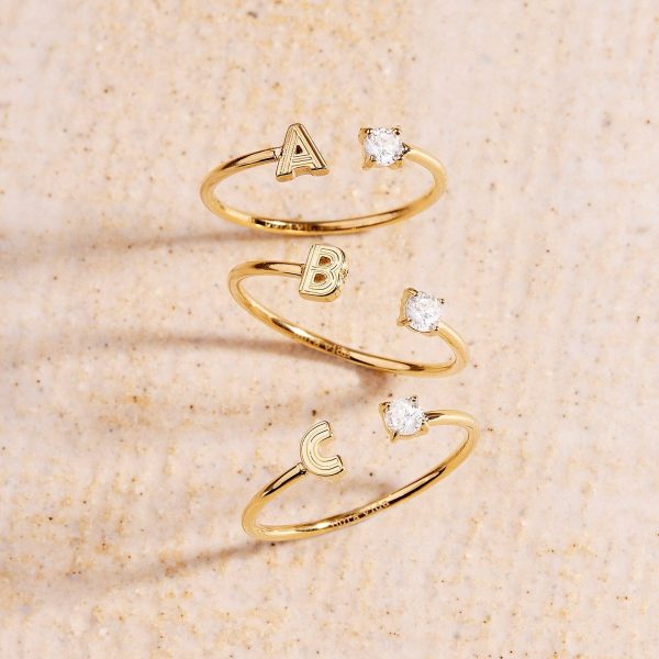 Initial Stone Open Ring - Image 4