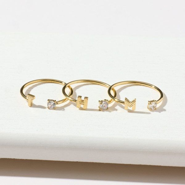 Initial Stone Open Ring - Image 7
