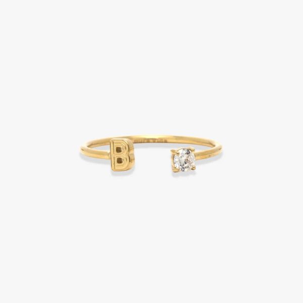 Initial Stone Open Ring - Image 23