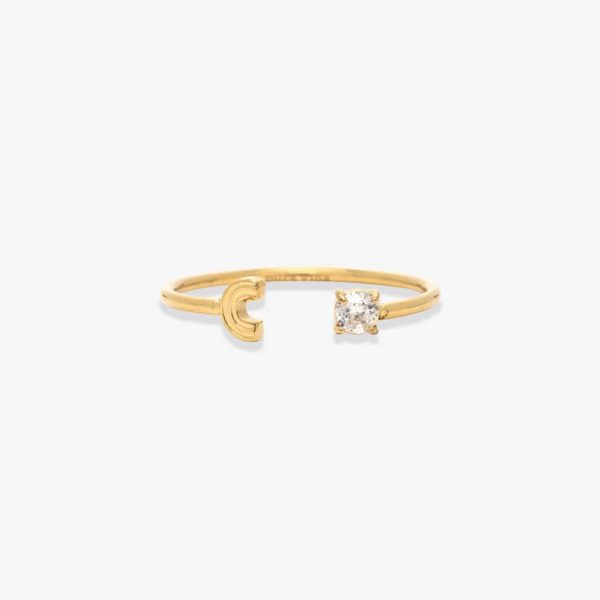 Initial Stone Open Ring - Image 24