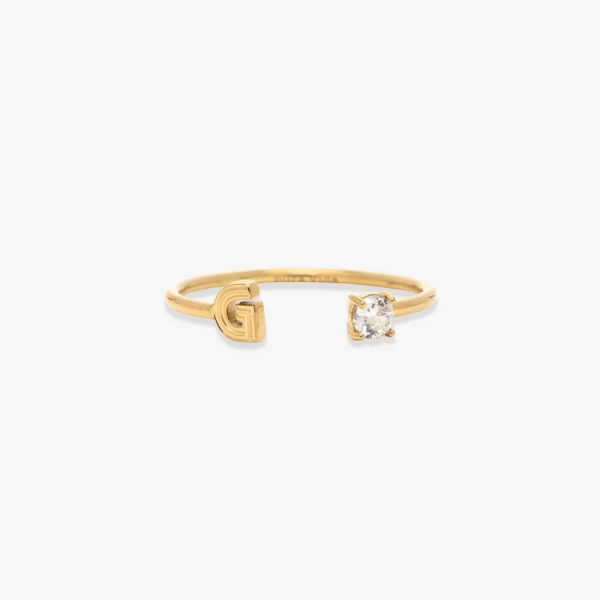 Initial Stone Open Ring - Image 28