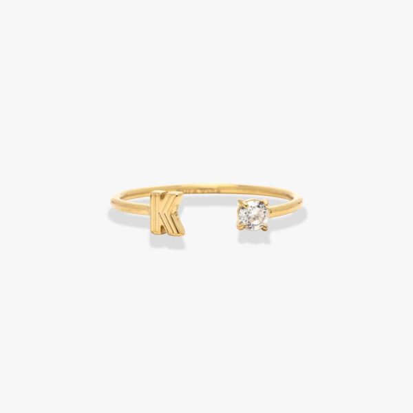 Initial Stone Open Ring - Image 32