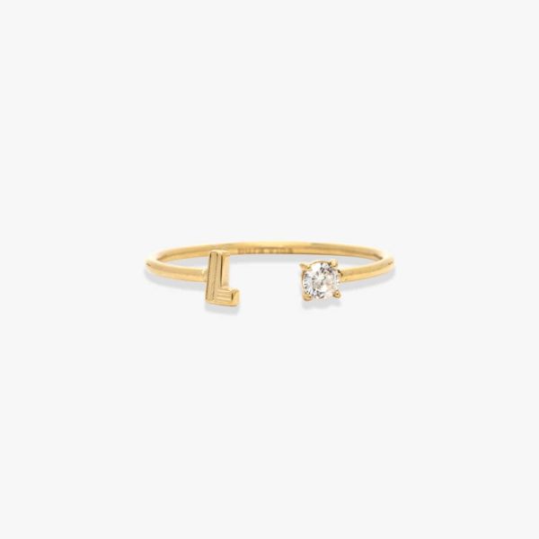 Initial Stone Open Ring - Image 33
