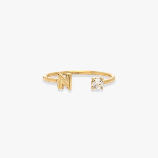 Initial Stone Open Ring - Image 9