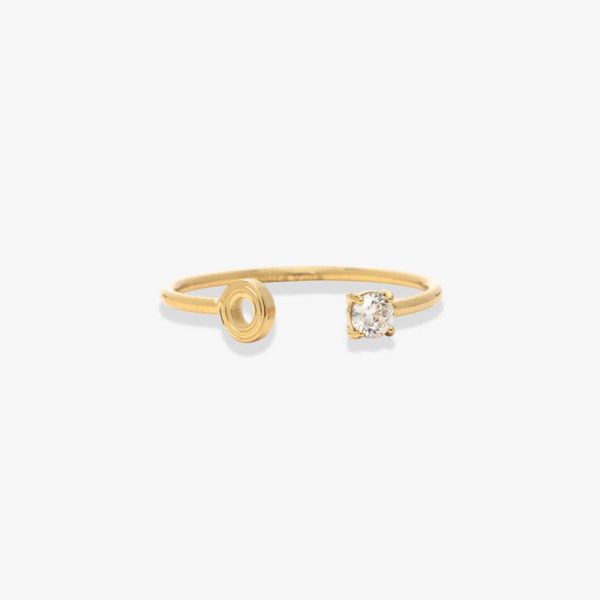 Initial Stone Open Ring - Image 10