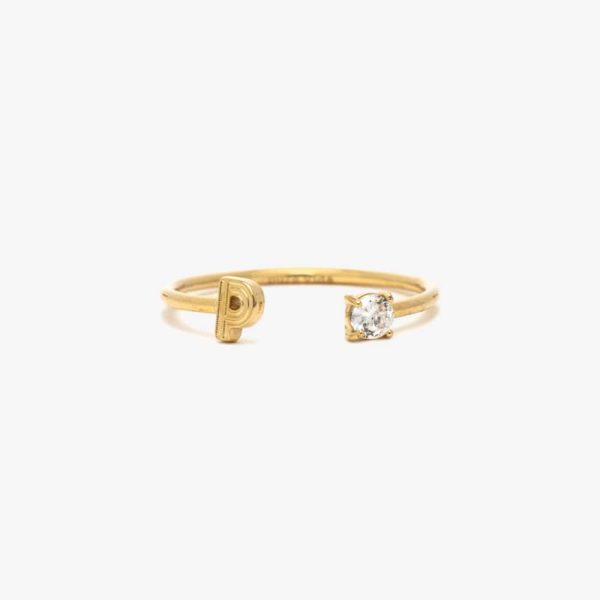 Initial Stone Open Ring - Image 11