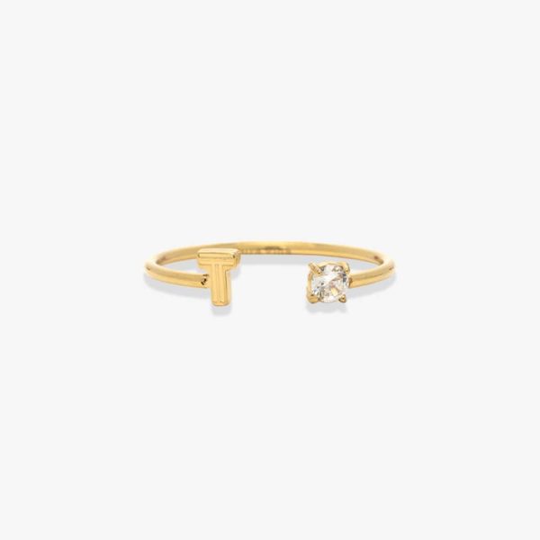 Initial Stone Open Ring - Image 15