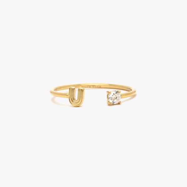 Initial Stone Open Ring - Image 16