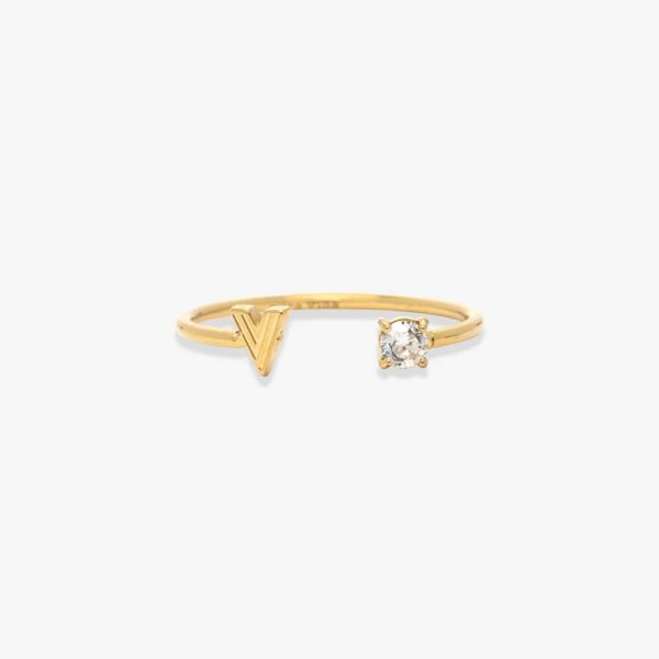 Initial Stone Open Ring - Image 17