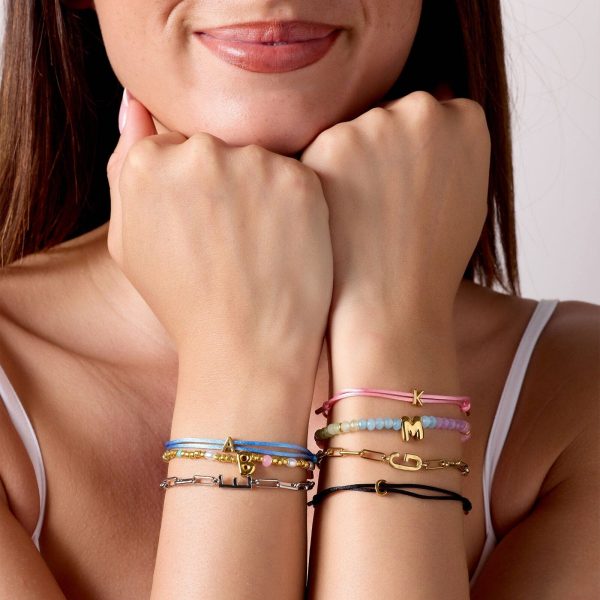 Initial Ombre Stone Bead Stretch Bracelet - Image 3