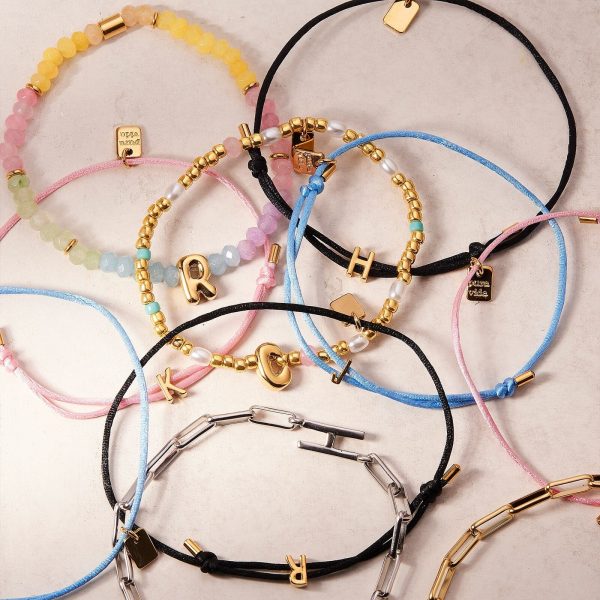 Initial Ombre Stone Bead Stretch Bracelet - Image 8
