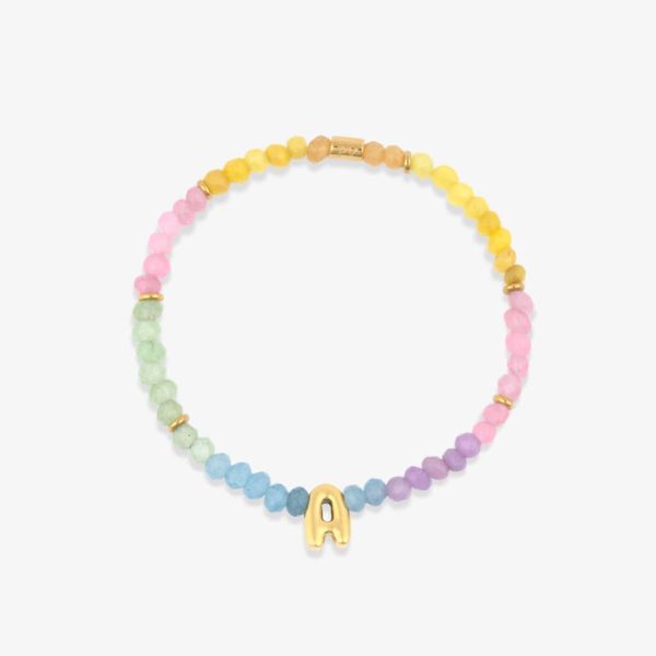 Initial Ombre Stone Bead Stretch Bracelet - Image 21