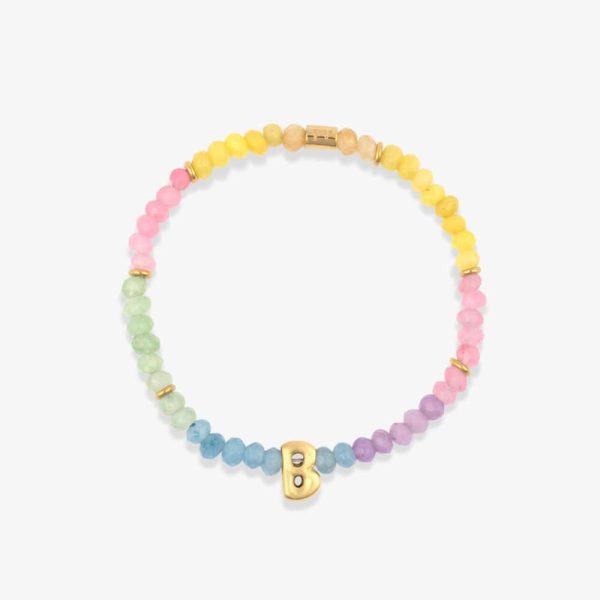 Initial Ombre Stone Bead Stretch Bracelet - Image 22