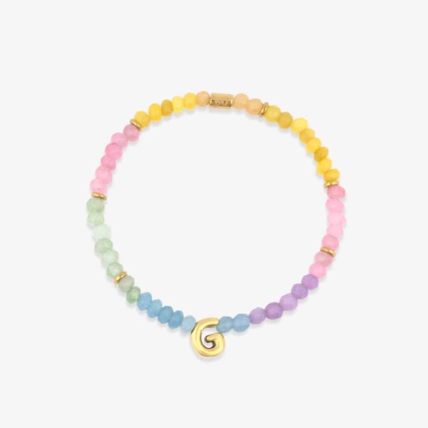 Initial Ombre Stone Bead Stretch Bracelet - Image 11
