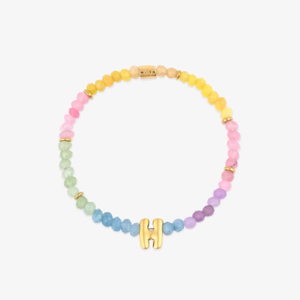 Initial Ombre Stone Bead Stretch Bracelet - Image 12