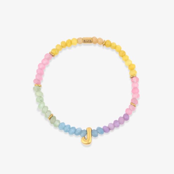 Initial Ombre Stone Bead Stretch Bracelet - Image 13