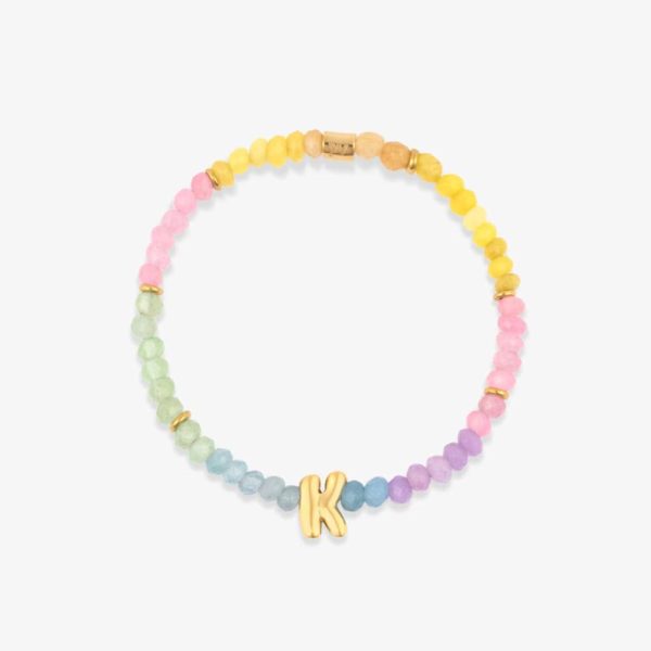 Initial Ombre Stone Bead Stretch Bracelet - Image 14