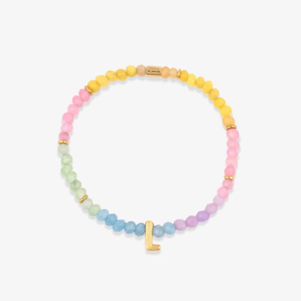 Initial Ombre Stone Bead Stretch Bracelet - Image 15