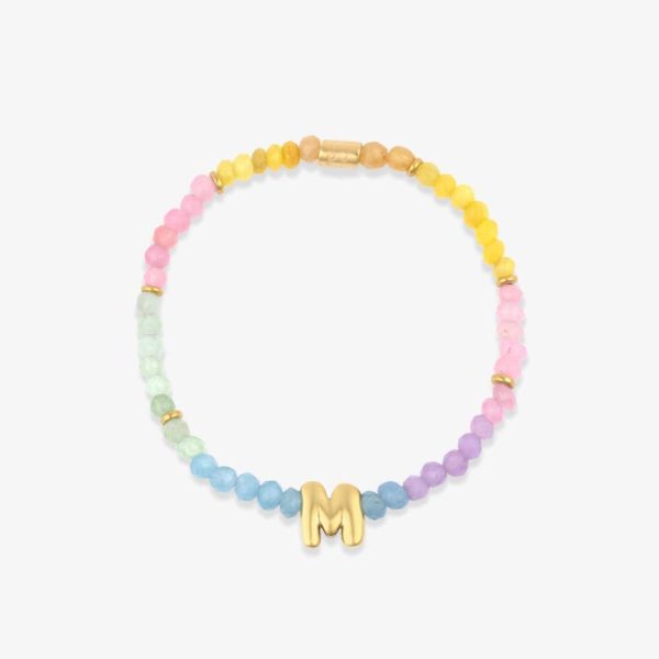 Initial Ombre Stone Bead Stretch Bracelet - Image 16