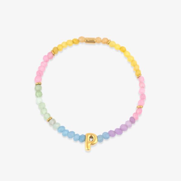 Initial Ombre Stone Bead Stretch Bracelet - Image 18