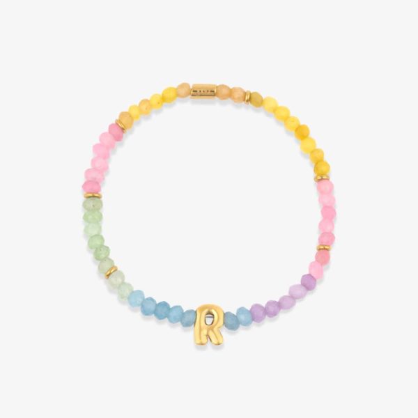 Initial Ombre Stone Bead Stretch Bracelet - Image 19