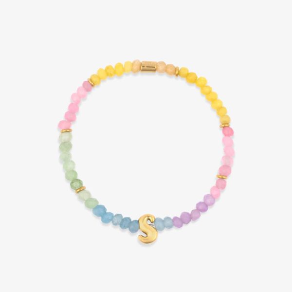 Initial Ombre Stone Bead Stretch Bracelet - Image 9