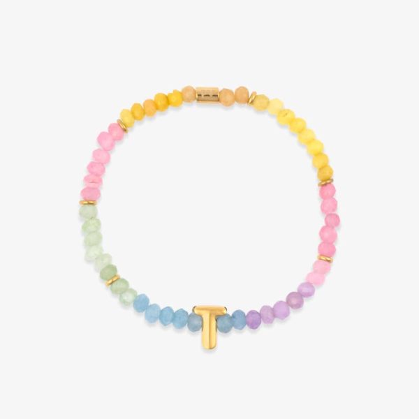 Initial Ombre Stone Bead Stretch Bracelet - Image 20