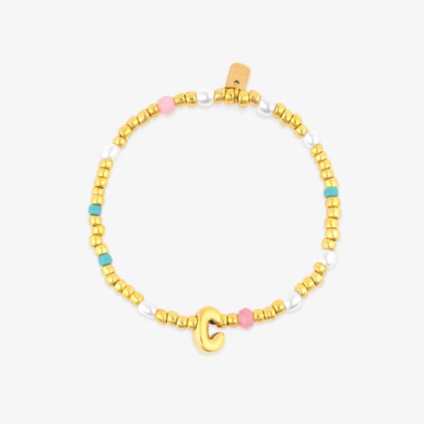 Initial Pearl & Seed Bead Stretch Bracelet - Image 19
