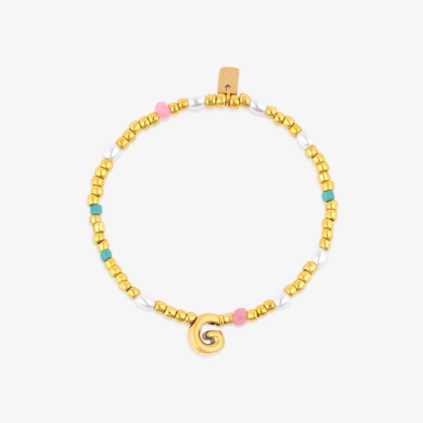 Initial Pearl & Seed Bead Stretch Bracelet - Image 22