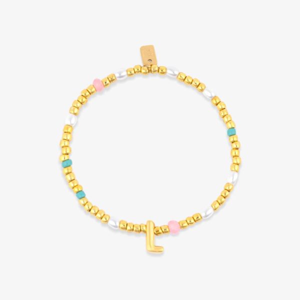 Initial Pearl & Seed Bead Stretch Bracelet - Image 10