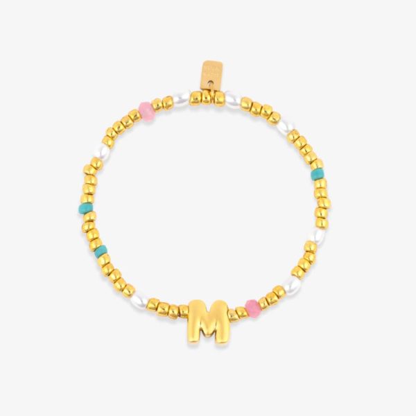 Initial Pearl & Seed Bead Stretch Bracelet - Image 11
