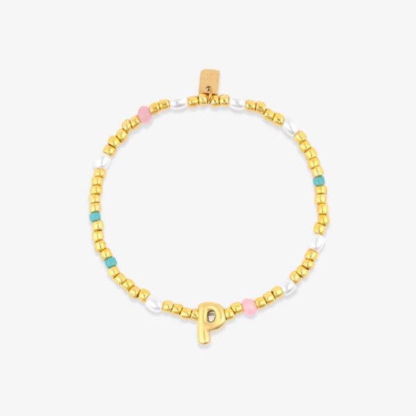 Initial Pearl & Seed Bead Stretch Bracelet - Image 13