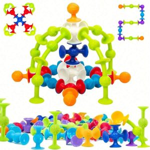48 Piece Suction Cup Toys Bath Toys For Kids Ages 3+, Building Sensory Toys For Autistic Children, Travel Toys Window Toys Stem Learning Toys, Bathtub Toys For Kids
