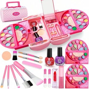 Kids Makeup Kit For Girl Washable Real Cosmetic, Safe & Little Girl Makeup Set, Makeup Set For 3-12 Year Old Kids Toddler Girl Toys Christmas & Birthday Gift