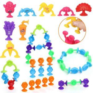 Baby Suction Toys, 80 Pieces Suction Cup Bath Toys For Kids Ages 3+, Sensory Window Building Sucker Toys, Travel Toys For Toddlers, Fidget Toys Stress Release Toys, Birthday Party Gifts For Boys Girls Aged 4 5 6+