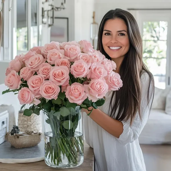 GlobalRose Fresh Cut Pink Roses 1000 40 Bundles 25 Fresh Bouquet for Birthday Anniversary Home Decor Delivery Gift - Image 2