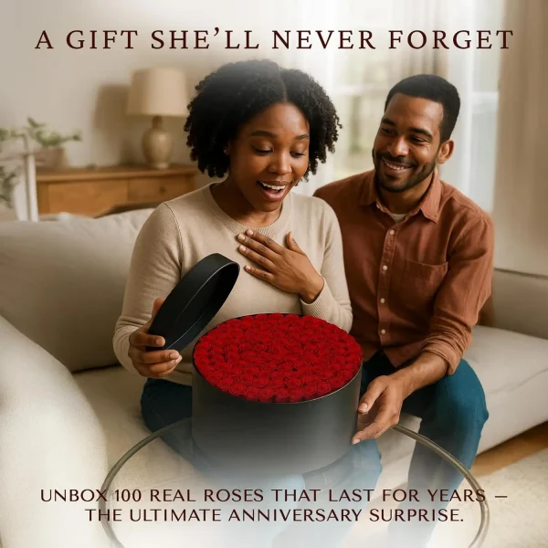 Designer Round-Shaped Box 100 Preserved Roses Petite Long-Lasting Buds Women's Eternal Rose Bouquet for Mother's Day - Image 2