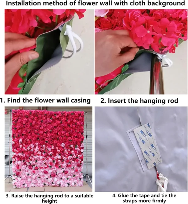 HHBUO 1.5m*2.4m Artificial Silk Rose Flower Wall Panels Party Wedding Bridal Decorative Flower Panel for Souvenirs - Image 4