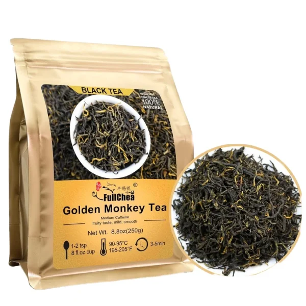 FullChea Chinese Black Tea Loose Leaf Golden Monkey Health Tea with Gold Tips 8.8oz / 250g Souvenir - Image 6