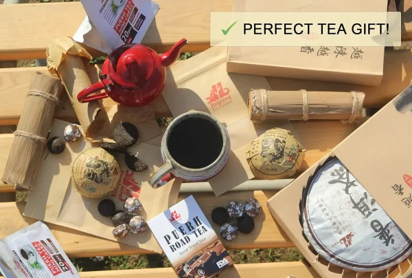 Jinglong Tea Factory's Souvenir 80-Cup Pu-erh Tea in Bamboo Leaf Tube 7.1 Ounce Ripe Puerh Tea - Image 2