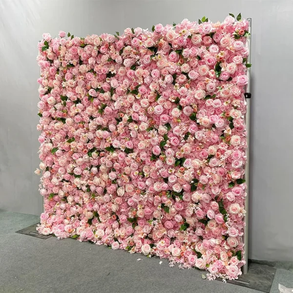 PPOIUYK Handmade Large Artificial Rose Wall Backdrop Pink Champagne Flowers 3D Floral Wall Fabric for Bridal Wedding Souvenirs - Image 5
