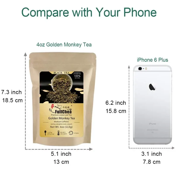 FullChea 4oz / 113g Chinese Fujian Black Tea Golden Monkey Loose Leaf with Pleasant Taste Malt Chocolate Golden Tea Souvenir - Image 2