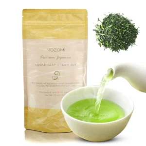 Nozomi Japanese Teapot Tokoname Kyusu Set 2-Piece Premium Japanese Green Tea Non-GMO Delicate Flavor Souvenir for Tea Lovers